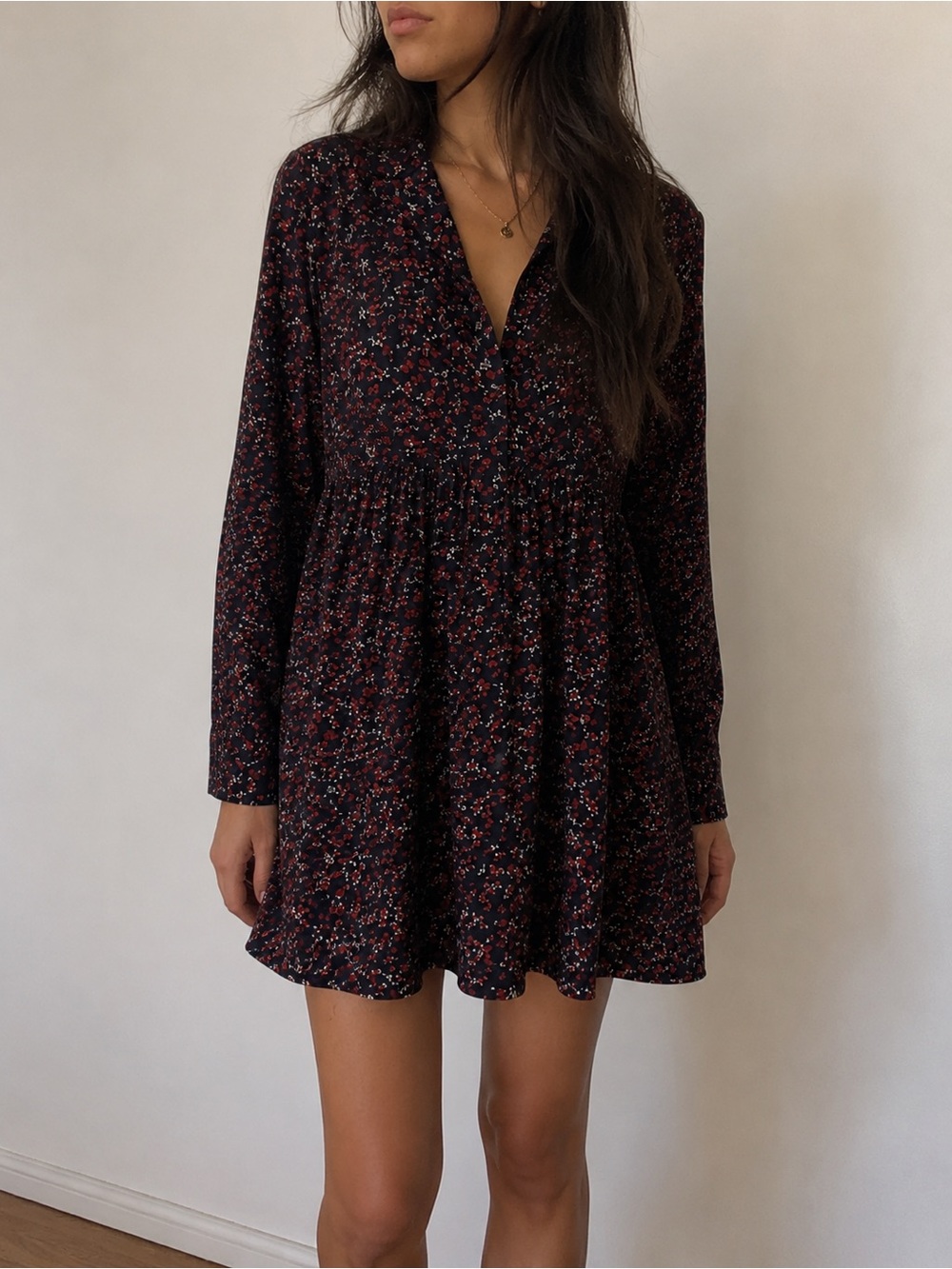 Thakoon Black Red Floral Button Mini Dress Size 14 Dark Academia Cottagecore